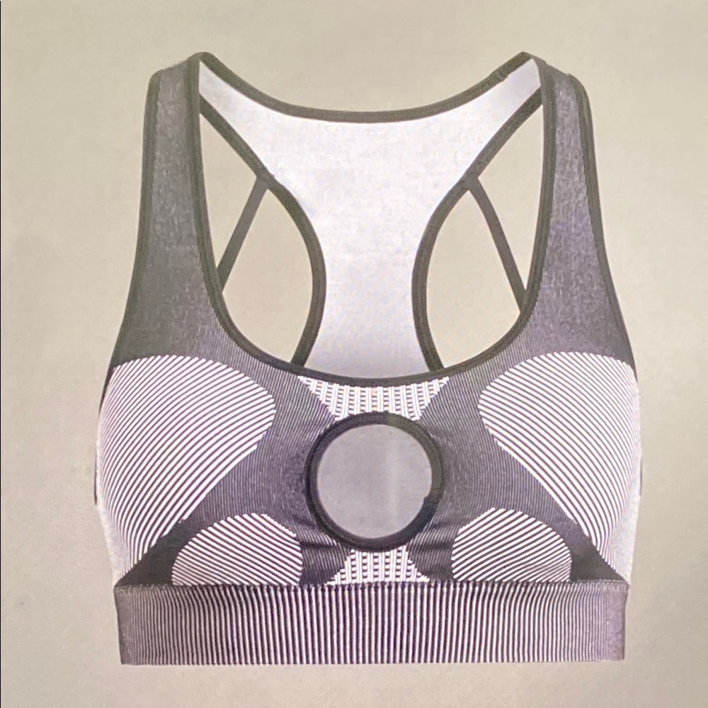 adidas Gray Seamless Patterned Racerback Sports Bra
